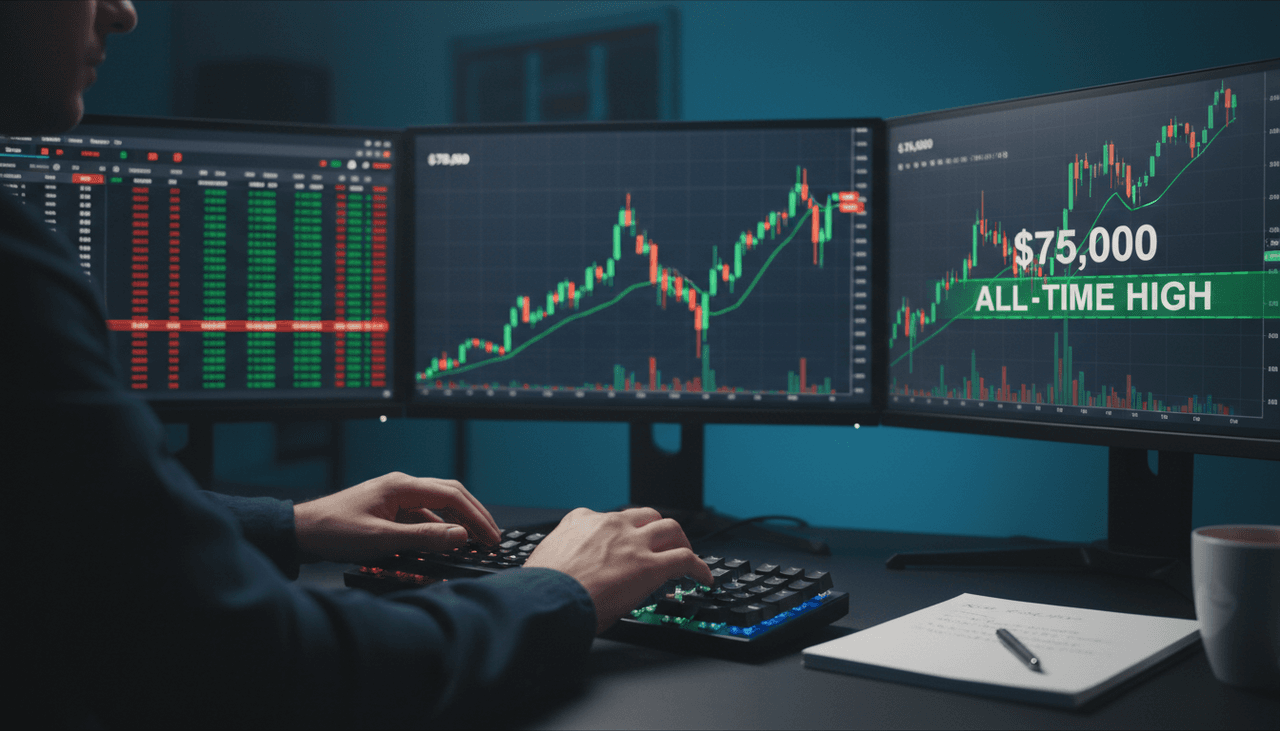 Bitcoin Surges Past $75,000 Mark Amid Sustained Bullish Momentum